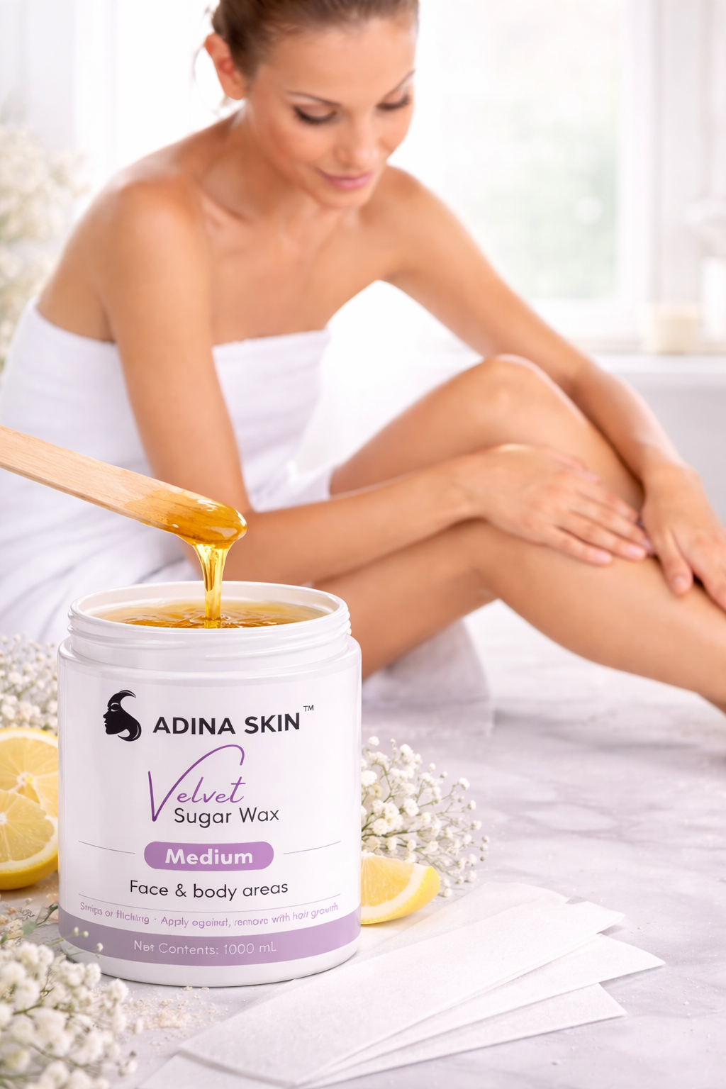 Adina Skin Velvet Sugar Wax single jar campaign mockup